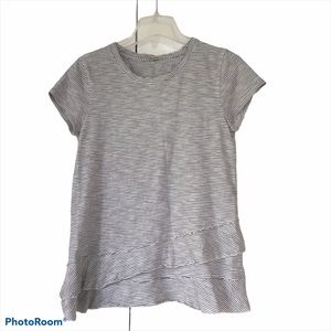 MOD-O-DOC Asymmetrical Flounce Hem Tee Color-Gray/White Size-Small